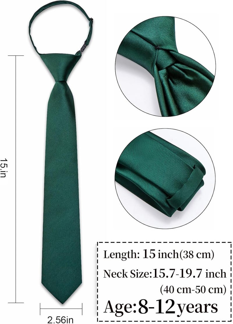 Ailisus Store Boys Tie Solid Color Silk Satin Pre-tied Kids Necktie for Age 8-12 Adjustable Formal Wedding School Graduation - Image 3